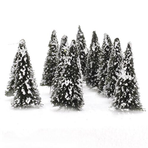 10pcs Plastic Model ree with Snow N Scale Building Park Gard