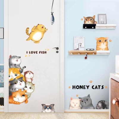 door stickers ins wallpaper self-adhesive cartoon wall