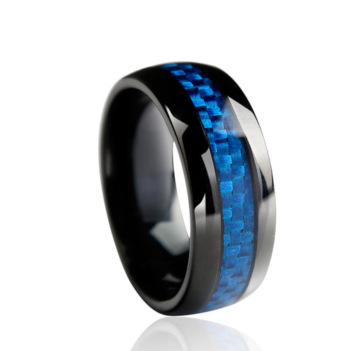 New Arrival Casual 8mm Width Dome Mens Black Tungsten Rings