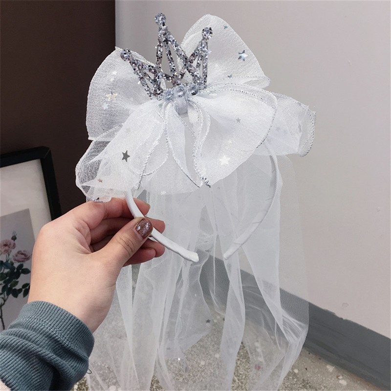 Headbands For Kids Girl Princess Hairbands Yarn Veil Crown B图片