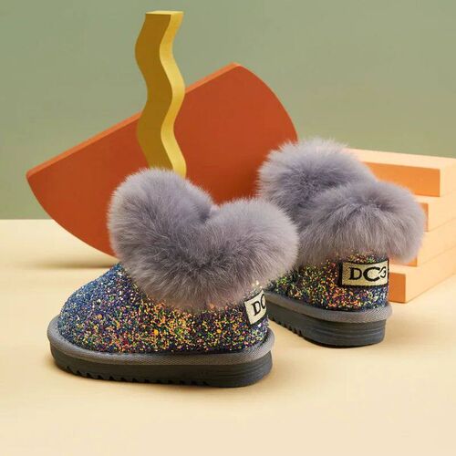 2024 Winter Kids Fashion snow boots thick Child Genuine Leat