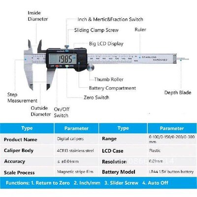 Digital Caliper Electronic Vernier Scale Micrometer Precise