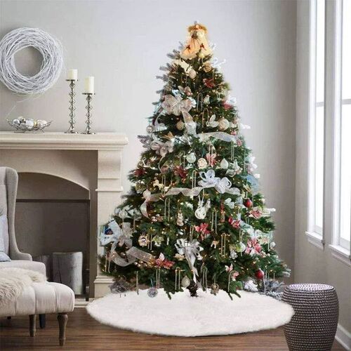 78/90/122cm Christmas Tree Skirts White Plush Mat Navidad Pl