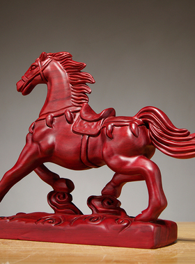红花梨木雕马摆件实木马雕刻工艺品红木马摆件木马摆件开业送礼品