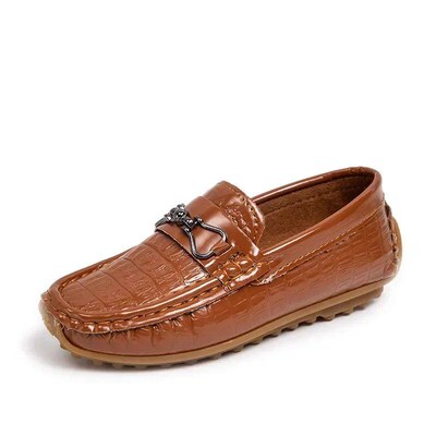 Boys Leather Shoes Round-toe Flat Soft Kids Fashion Casual L