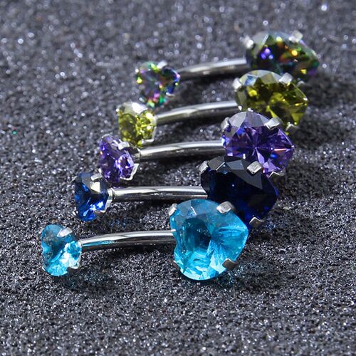 Heart Crystal Belly Button Rings Belly Bar Navel Piercing Je