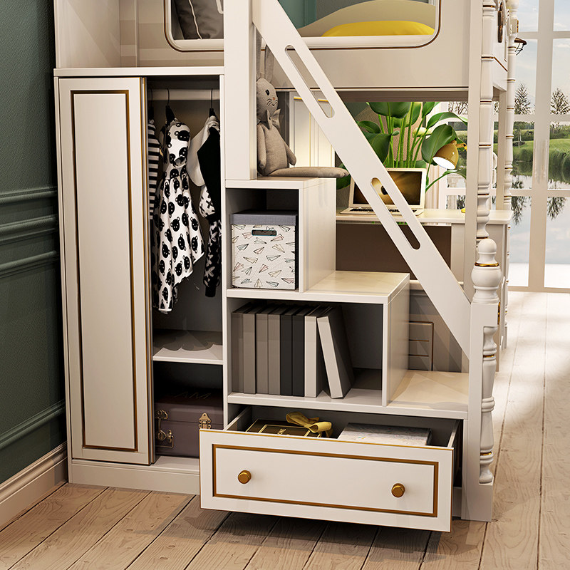 高低床带书桌书柜衣柜一体多功能男孩儿童床女孩公主床上下床,住宅家具,高低/子母床,淘宝优惠券,粉丝福利购,淘宝优惠卷