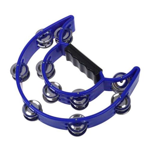 Double Half Moon Tambourine Percussion Drum Plastic Handle R