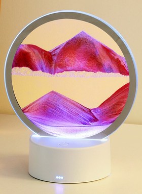 创意新款流沙画小夜灯摆件饰品客厅卧室3D立体沙漏画桌面新年礼品