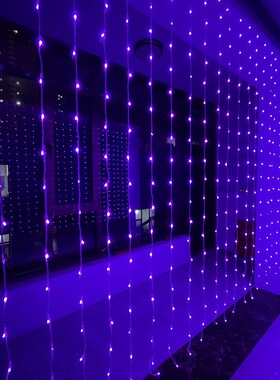 新款led流水瀑布灯紫色阳台窗帘客厅装饰彩灯背景串灯满天星中式