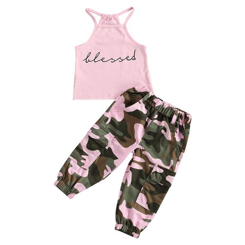 Infant Kids Baby Girls 2Pcs Clothes Set, Sleeveless Letter