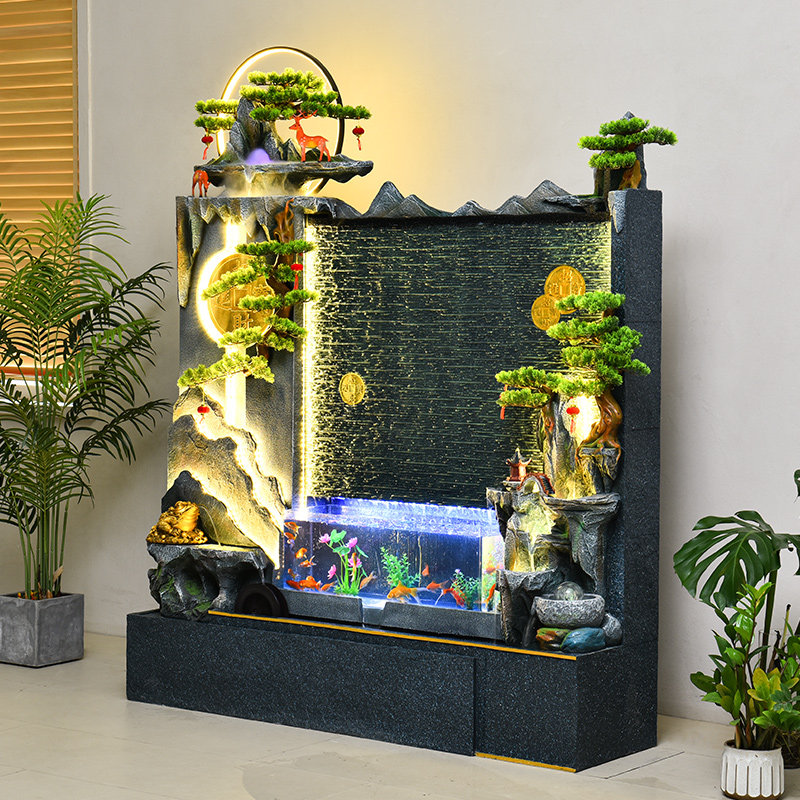 水幕墙鱼缸流水屏风隔断客厅假山摆件循环水喷泉阳台庭院鱼池造景,家居饰品,落地摆件,淘宝优惠券,粉丝福利购,淘宝优惠卷