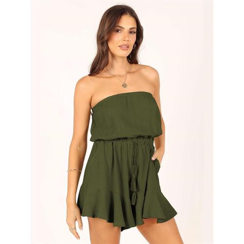 Jumpsuit strapless wide leg knitted shorts