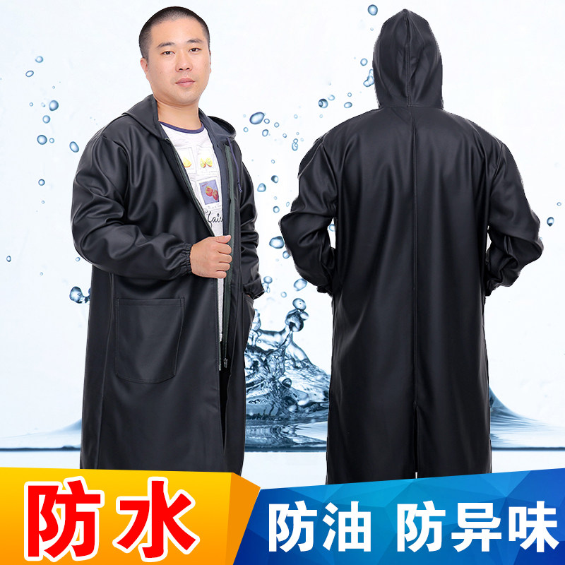 200斤皮质pu春秋季男士仿皮工作服大褂防污防油罩衣护衣长袖纽扣