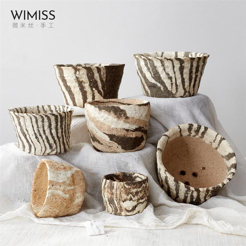 36【扁款】WIMISS手工陶盆粗陶透气拼盘多肉生石花仙人掌球花盆