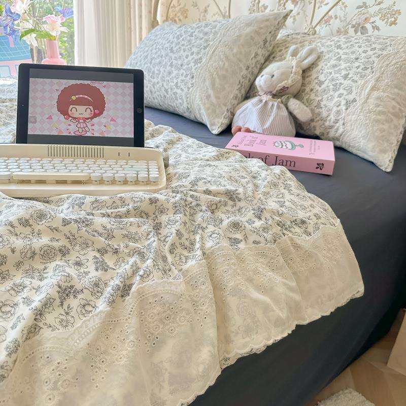韩式少女心田园黑碎花云感双层纱蕾丝花边1.5床单笠被套四件套1.8,鲜花速递/花卉仿真/绿植园艺,割草机/草坪机,淘宝优惠券,粉丝福利购,淘宝优惠卷