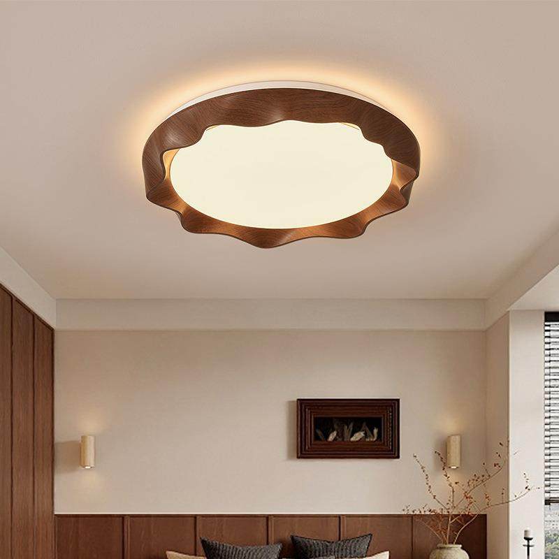中古风胡桃木色卧室吸顶灯超薄波浪形圆形书房茶室简约复古风灯具,鲜花速递/花卉仿真/绿植园艺,割草机/草坪机,淘宝优惠券,粉丝福利购,淘宝优惠卷