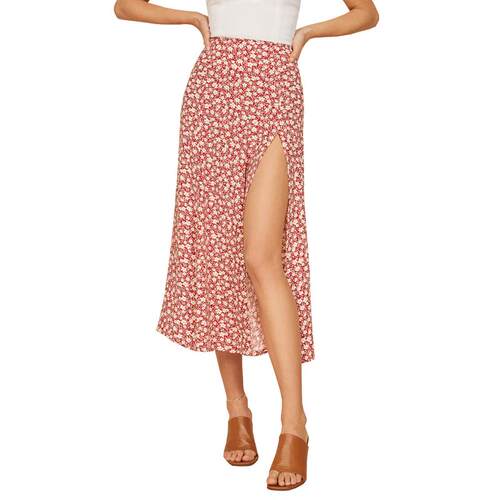 Fashion vintage skirt 2023 flower polka dot print high waist