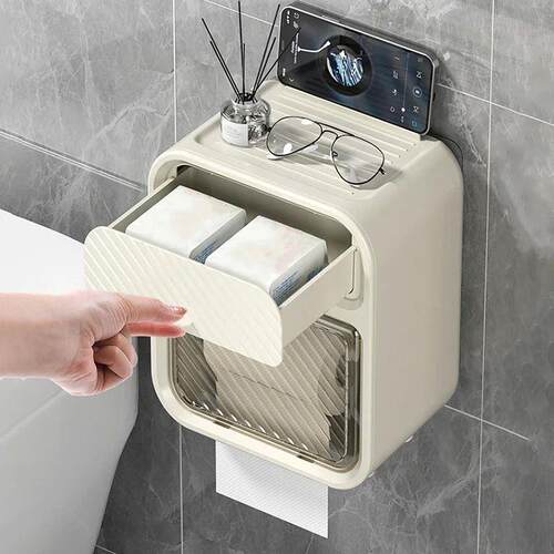 Multifunctional Double Layer Toilet Paper Storage Box Wall M
