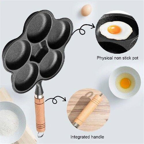 5-Cup Cast Iron Egg Frying Pan Non Stick Pancake Pan with