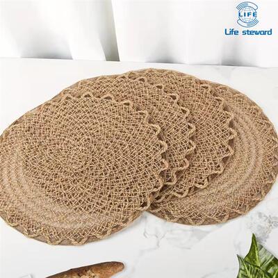 Farmhouse Burlap Placemats Wave Edge Weave Table Mats 餐垫