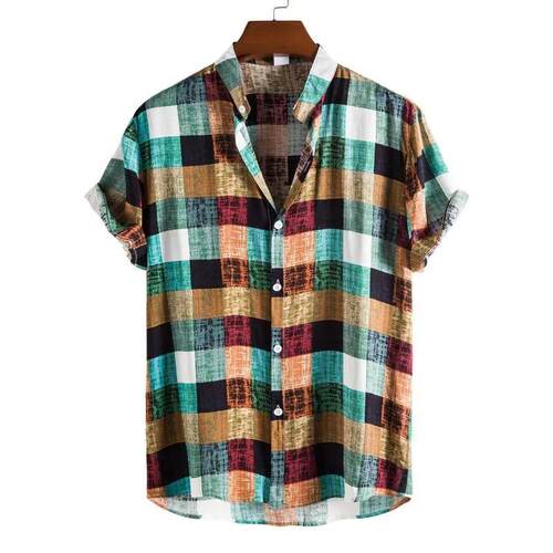 Men Clothing 2023 Summer New Mens Fashion rend Color Plaid
