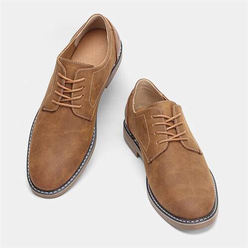 Men Retro Flat Casual Leather Shoes Low-Top 复古休闲男士皮鞋
