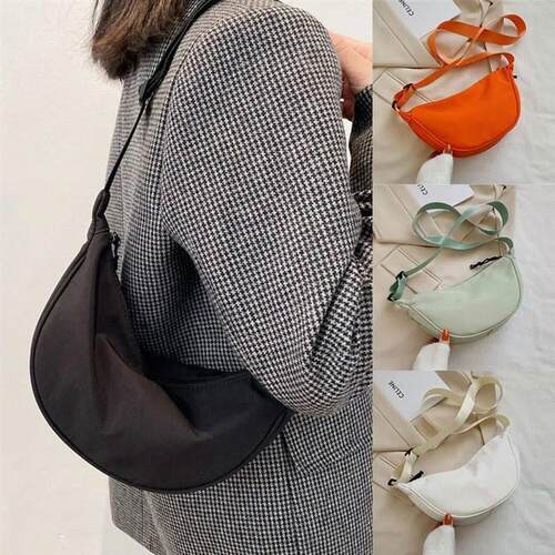 Orange Nylon Crossbody Bag For Women Fashion Portable Casual
