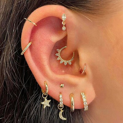 Daith Tragus Helix Piercing Earring Women 2023 Zircon Star M