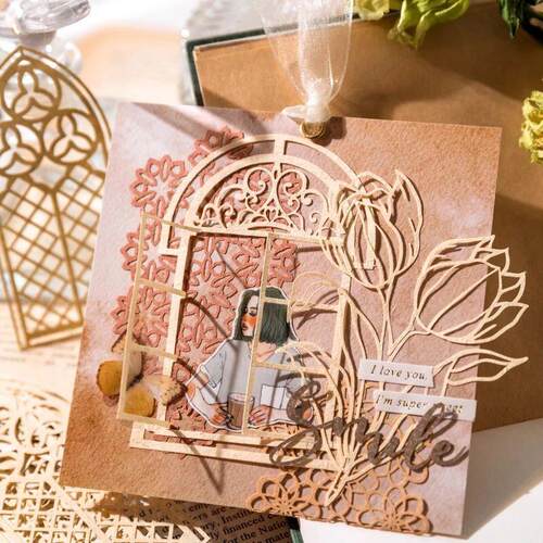 10 pcs INS lace material paper Hollowed butterfly Flowers De