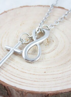 Classic 8 word Infinity Tassel Cross Pendant Silver Color Cl