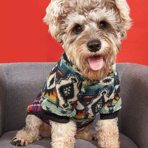 Totems Print Puppy Dog Sweater for Small Dogs Winter Warm Pe