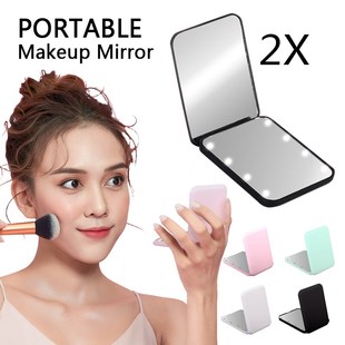Mini Makeup Mirror With Led Light Small Portable Foldable Sm