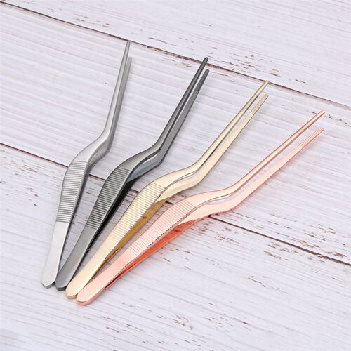 1Pc 14cm Stainless Steel Tweezer Plating Chef Food Tweezer B