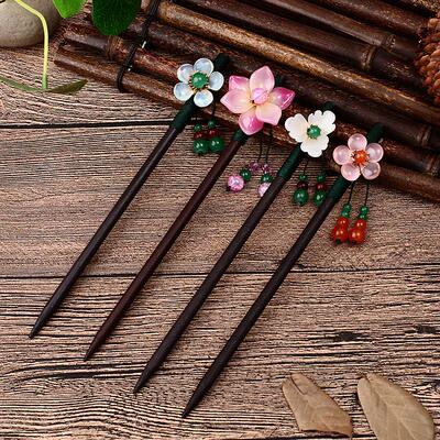 Vintage Wooden Hair  Chinese Style Winding Flower Hairpin Wi