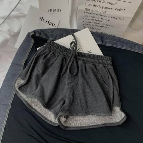Summer Gray Shorts Women Fashion Ladies Elastic Waists Short