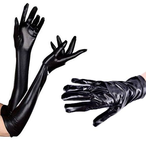 Sretch PU Leather Skinny Long Glove Punk Rock Hip Hop Jazz D