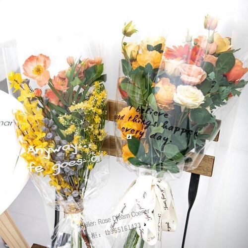 Plastic Clear Baking Cellophane Flower Wrapping Paper Gifts