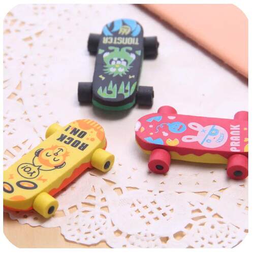 1 PCs creative cartoon skateboard car cute eraser student er