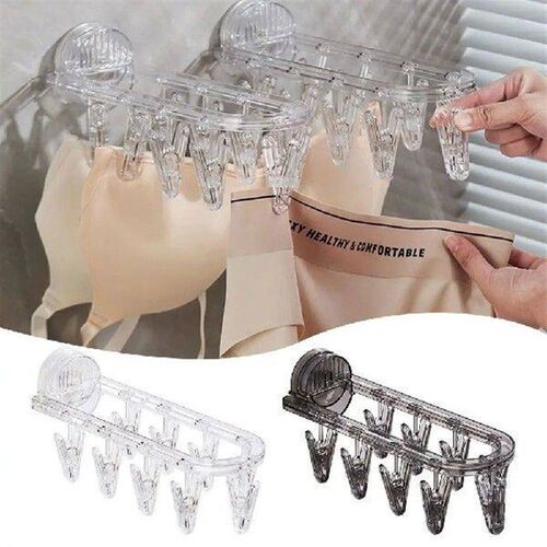 New Foldable Socks Drying Rack 9 Clips Wall Mounted Clothes