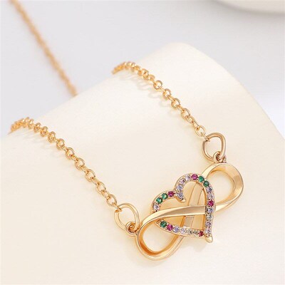 European Fashion Microinlaid Heartshaped Lucky 8 Pendant Inf