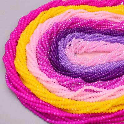 1 2 3 4mm Rose Red Dyeing Rondelle Crystal Glass Beads Flat