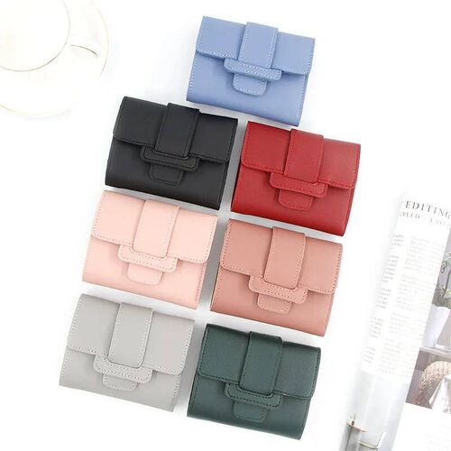 Madams wallet short bag three-fold solid color with strap