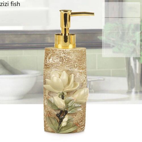 Floral Texture Portable Soap Dispenser Resin Bathroom Access