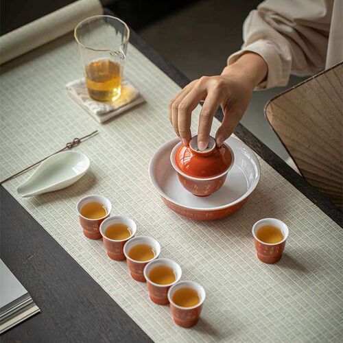 Mo Ji Bronzing Poetry Tea Set Kung Fu Tea Set Set Optional T
