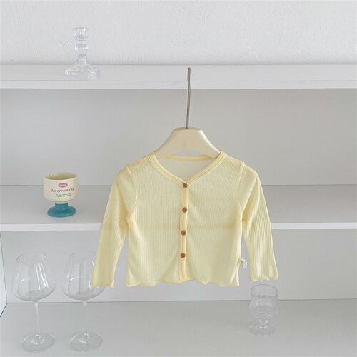 Pure Color Air Conditioning Shirt for Girls 05 Years Old Kor