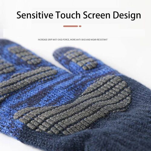 Large Size Mens Knitted Gloves Antislip Autumn Winter Velve