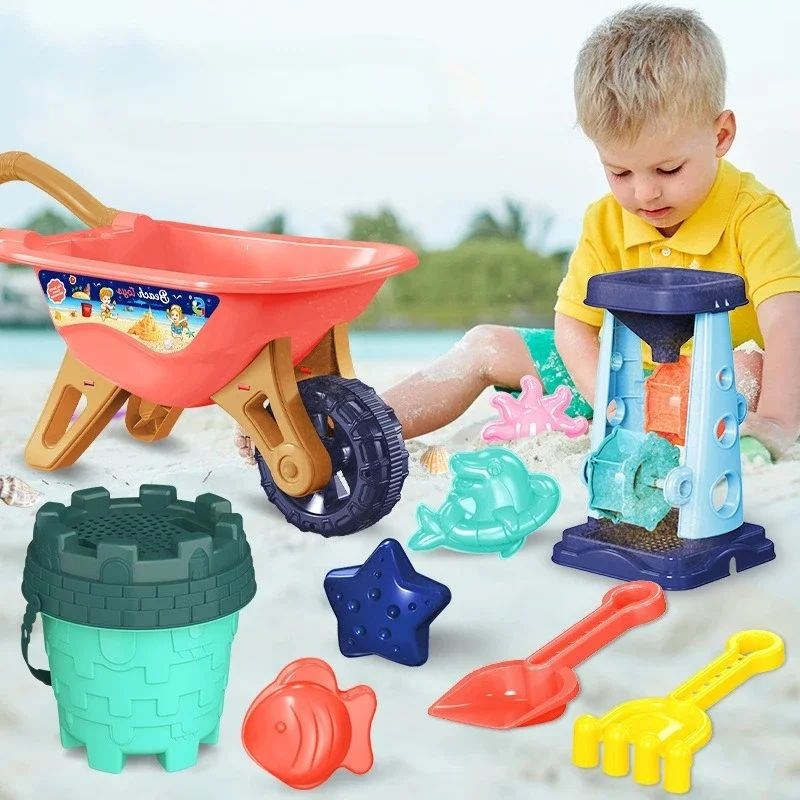 Children Beach Sand Play Tool Set Sand Bucket Sieve Funnel S - 实物图