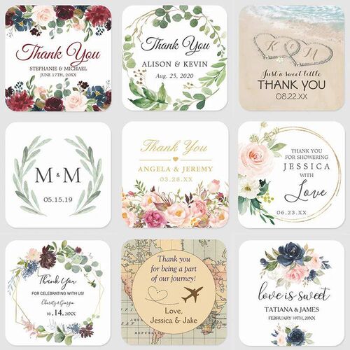 Square ers Wedding Birthday Party er 1.5 ~ 3 Inch Personaliz