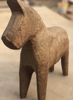 中式装修石雕复古风客厅玄关创意仿古汉唐石马家居手工艺礼品摆饰